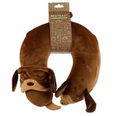 Teckel knuffel reis kussen slaapmasker set kinderen